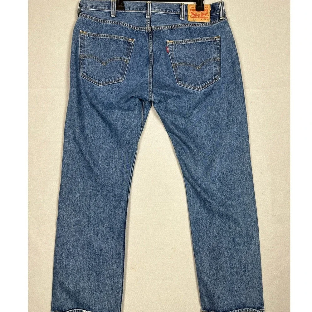 Levis 501 Mens Jeans 38X29 Blue Original Fit Straight Leg Red Tab Denim Pants